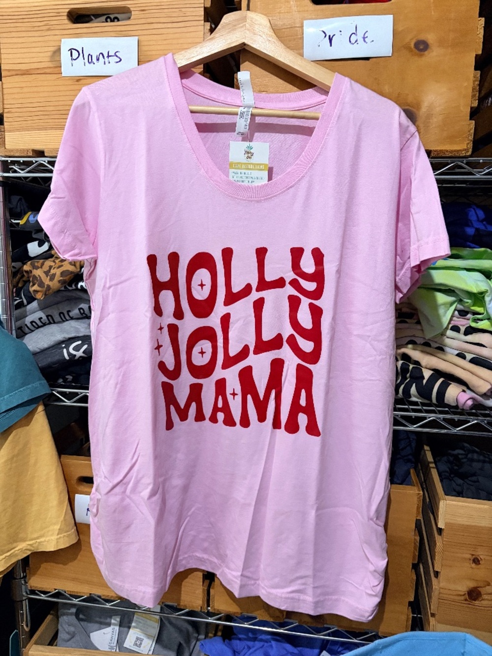 Holly Jolly Mama MATERNITY Pink Women's Tee
